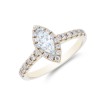 18ct Yellow Gold Marquise Cut 0.70ct Diamond Halo Solitaire Ring