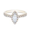 18ct Yellow Gold Marquise Cut 0.70ct Diamond Halo Solitaire Ring