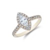 18ct Yellow Gold Marquise Cut 0.90ct Diamond Halo Solitaire Ring