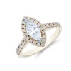 18ct Yellow Gold Marquise Cut 1.15ct Diamond Halo Solitaire Ring