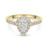 18ct Yellow Gold Pear Cut 1.10ct Diamond Halo Solitaire Ring