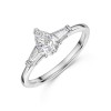 Platinum 0.50ct Pear Diamond Solitaire Ring with Baguette Cut Shoulders