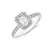 Platinum 0.50ct Emerald Cut Diamond Solitiare with Halo and Shoulders