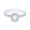 Platinum Emerald Cut 0.60ct Diamond Halo Solitaire Ring