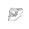 Platinum Oval Cut 0.33ct Diamond Halo Solitaire Ring