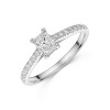 Platinum Radiant 0.50ct Diamond Solitaire Ring with Claw Set Shoulders