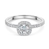 18ct White Gold Round Brilliant Cut 1ct Diamond Halo Solitaire Ring