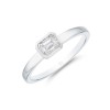 18ct White Gold 0.45ct Emerald Cut Rub Over Solitaire Diamond Ring