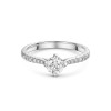 Platinum 4 Claw Compass Set 0.75ct Round Brilliant Diamond Solitaire Ring with Claw Set Shoulders