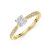9ct Yellow Gold 0.25ct Round Brilliant Diamond Ring with Diamond Shoulders
