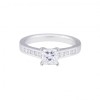 Platinum Princess Cut Diamond Solitaire with Diamond Shoulders, Approx. 0.75ct Total Weight