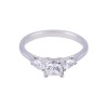Platinum Princess Cut Diamond Solitaire with Pear Shape Diamond Shoulders, Approx. 1.00ct Total Weight