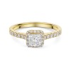 18ct Yellow Gold Princess Cut 1.10ct Diamond Halo Solitaire Ring