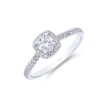 9ct White Gold 0.50ct Cushion Cut Diamond Halo Solitaire Ring