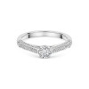 Platinum Round Brilliant 0.33ct Diamond Solitaire Ring with Pave Set Shoulders