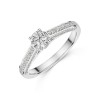 Platinum Round Brilliant 0.50ct Diamond Ring with Pave Set Shoulders
