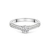 Platinum Round Brilliant 0.50ct Diamond Ring with Pave Set Shoulders