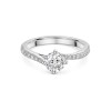 Platinum Round Brilliant 0.75ct Diamond Twist Ring with Diamond Set Shoulders