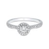 Platinum Round Brilliant 0.33ct Diamond Solitare with Halo and Shoulders