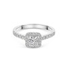 Platinum Princess Cut 0.75ct Diamond Halo Ring with Diamond Shoulders