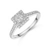 Platinum Princess Cut 0.40ct Diamond Halo Ring with Shoulders