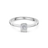 Platinum V-Shape 0.50ct Emerald Cut Diamond Solitaire Ring With Diamond Accent