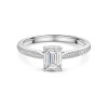 Platinum 1.00ct Emerald Cut Diamond Shoulders Ring