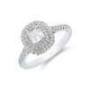 Platinum Cushion Cut 0.55ct Diamond Double Halo Solitaire Ring