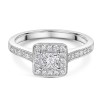 18ct White Gold Princess Cut 0.50ct Diamond Halo Solitaire Ring