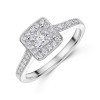 18ct White Gold Princess Cut 0.50ct Diamond Halo Solitaire Ring