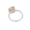 18ct Gold Cushion Cut Diamond 4 claw and Round Brilliant Diamond Cluster Ring 1.14ct. Clarity VVS2
