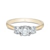 18ct Yellow Gold 'Lotus' Brilliant Cut 0.75ct Diamond Three Stone Ring