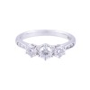 18ct White Gold Round Brilliant Diamond 3 Stone Ring With Diamond Shoulders, Total Weight 0.85ct