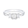 18ct White Gold Emerald Cut 0.77ct Diamond Three Stone Ring