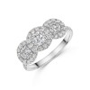 18ct White Gold Brilliant Cut 1.70ct Diamond Halo 3 Stone Ring