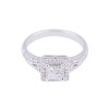18ct White Gold 0.53ct Princess Cut Diamond Tile Cluster and Diamond Shoulders Ring