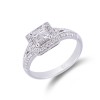 18ct White Gold 0.53ct Princess Cut Diamond Tile Cluster and Diamond Shoulders Ring