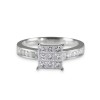 18ct White Gold 0.75ct Princess Cut Diamond Tile Cluster and Diamond Shoulders Ring