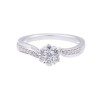 18ct White Gold Approx 0.40ct Round Brilliant Diamond Cluster & Diamond Shoulder Ring