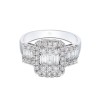 18ct White Gold Baguette and Brilliant Cut 1.00ct Diamond Cluster Ring