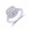 18ct White Gold Baguette and Brilliant Cut 1.00ct Diamond Cluster Ring