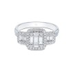 18ct White Gold 0.76ct Baguette and Round Brilliant Trilogy Diamond Cluster Ring