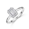 18ct White Gold Baguette and Round Cut 0.56ct Diamond Cluster Ring