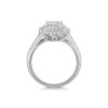 18ct White Gold Baguette & Round Brilliant Cut 1.00ct Diamond Cluster Ring