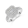 18ct White Gold Baguette & Round Brilliant Cut 1.00ct Diamond Cluster Ring