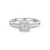 Platinum 0.33ct Tile Cut with Split Diamond Shoulder Ring