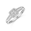Platinum 0.33ct Tile Cut with Split Diamond Shoulder Ring