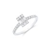 9ct White Gold Baguette and Brilliant Cut 0.50ct Diamond Cluster Ring