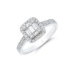9ct White Gold 0.51ct Baguette and Round Brilliant Double Row Diamond Cluster Ring