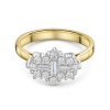 9ct Yellow Gold 0.50ct Baguette & Round Brilliant Multi Cluster Diamond Ring 